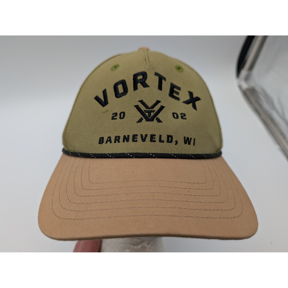 Vortex Optics Barneveld WI Snapback Hat Olive Green Tan Rope Trucker Cap OSFM
